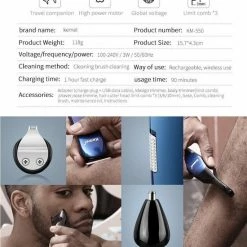Tondeuse - Bodygroomer - Elektrisch Draadloos 8 In 1 - Neustrimmer - Oortrimmer - Luxe Multifunctionaal Grooming - Full Care - Kemei Km-550 - Oplaadbaar Scheerapparaat 100-240V - Voor Mannen En Vrouwen -Philips winkel 550x613 3