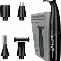 Geus Goods 4-in-1 Draadloze Trimmer ? Trimmerset ? Baardtrimmer ? Neustrimmer ? Wenkbrauw Trimmer ? Bodygroomer Mannen ? Waterdicht ? Cadeau Voor Man ? Black Friday 2022