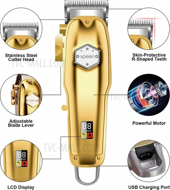 Xpreen Professionele Tondeuse Voor Heren, Elektrische Tondeuse, Trimmer, Trimmer Voor Heren, Elektrische Lange Haartrimmer, Baardtrimmer, Tondeuse, Set Met Instelbare Kniplengtes 9 Xpreen Professionele Tondeuse Voor Heren, Elektrische Tondeuse, Trimmer, Trimmer Voor Heren, Elektrische Lange Haartrimmer, Baardtrimmer, Tondeuse, Set Met Instelbare Kniplengtes - Afbeelding 7