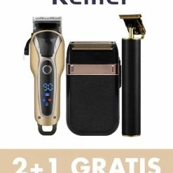 Kemei-Professioneel Kappersset+ Baardtrimmer Kado Twv ?17,50-Scheeraparaat-goud-Km1990-Tondeuse-goud-Km1971Pro-Baardtrimmer-Km2024-Zwart-Rose Gold-Geschikt Voor Baby's/kinderen-Ook Geschikt Voor Huisdieren