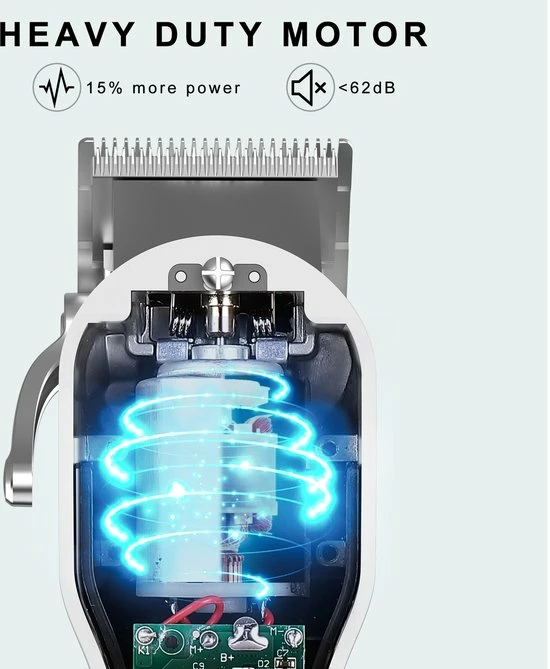 SURKER Professionele Draadloze Tondeuse - Tondeuse Mannen Hoofdhaar - Hair Clipper - Haartondeuse - 8 Opzetkammen - Zilver 8 SURKER Professionele Draadloze Tondeuse - Tondeuse Mannen Hoofdhaar - Hair Clipper - Haartondeuse - 8 Opzetkammen - Zilver - Afbeelding 6