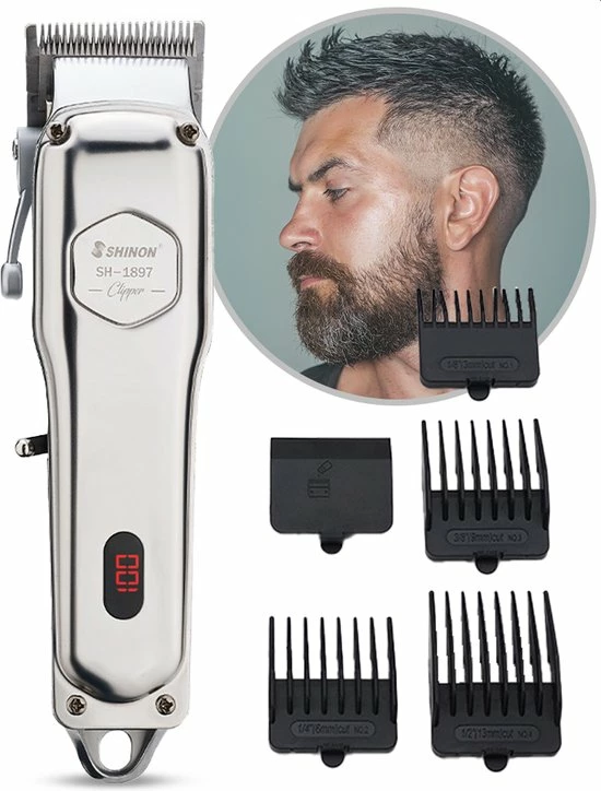 Shinon - Tondeuse Mannen - Multifunctionele Tondeuse Set - Tondeuse Hoofdhaar - Roestvrij Staal - Trimmer Mannen - LED-scherm - Zilver 10 Shinon - Tondeuse Mannen - Multifunctionele Tondeuse Set - Tondeuse Hoofdhaar - Roestvrij Staal - Trimmer Mannen - LED-scherm - Zilver - Afbeelding 8